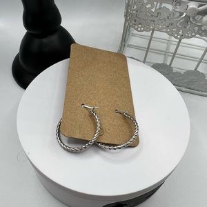 Silver Tone Textured Classic Hoop Earrings NEW‎